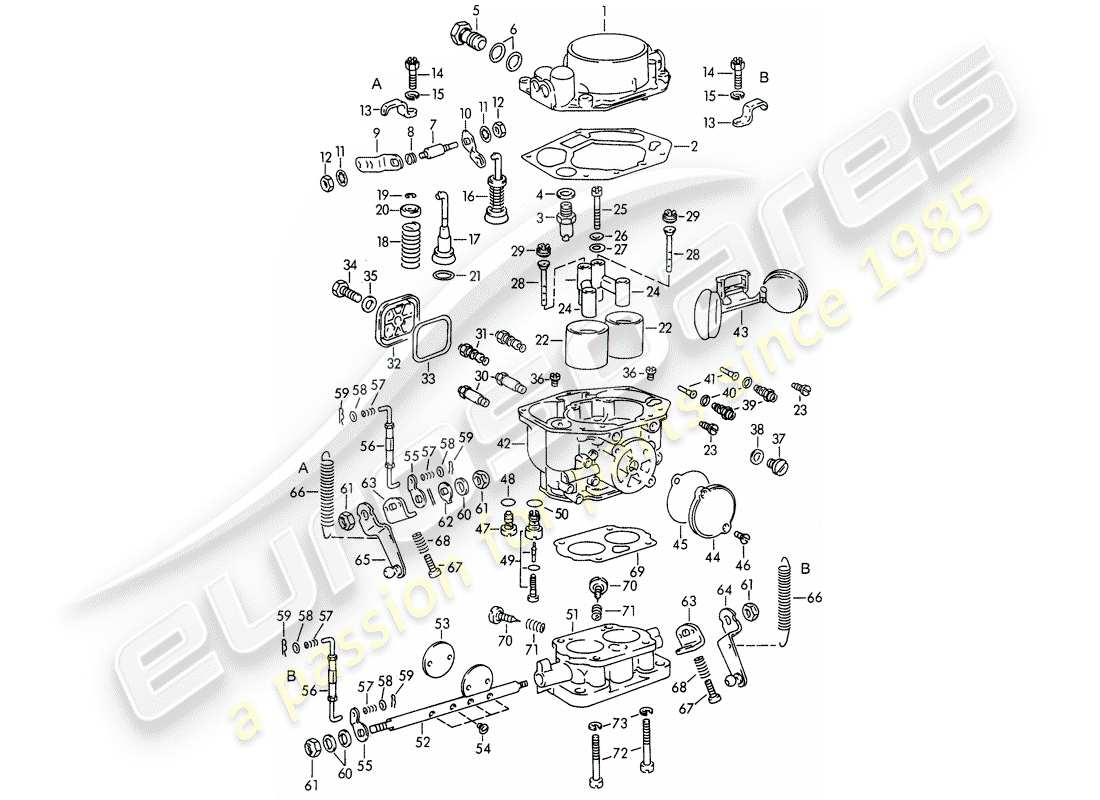 porsche 356b/356c (1964) single parts - for - carburetor - pallas - zenith 32 ndix parts diagram