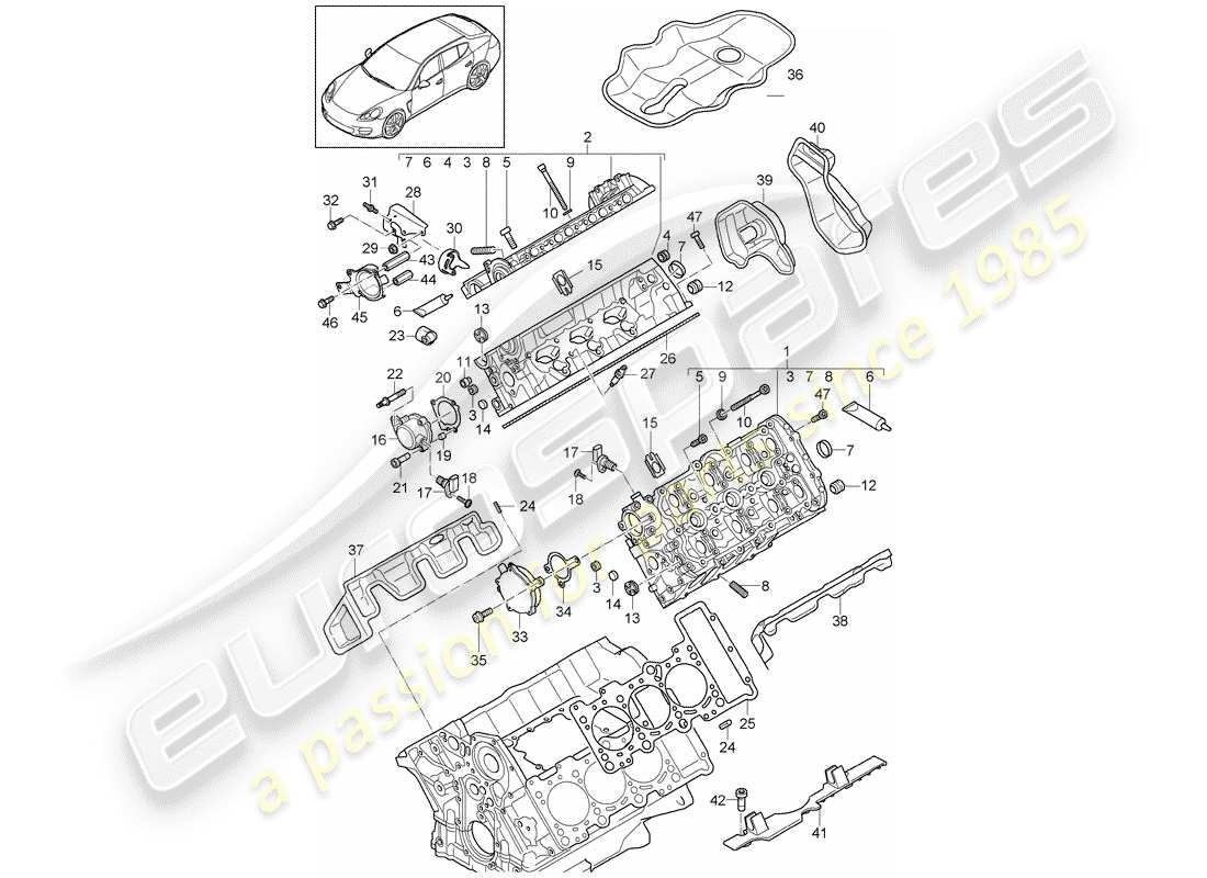 porsche panamera 970 (2012) cylinder head parts diagram