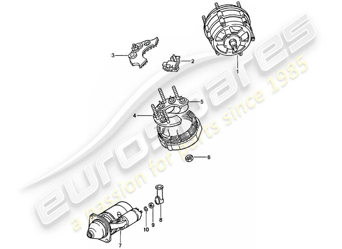 porsche 1982 (911) alternator - starter part diagram