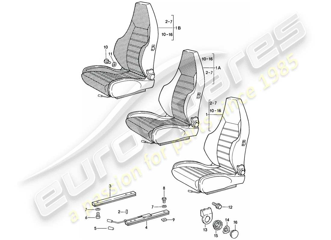 porsche 1986 (928) sports seat - manually adjustable - complete - d >> - mj 1984 part diagram