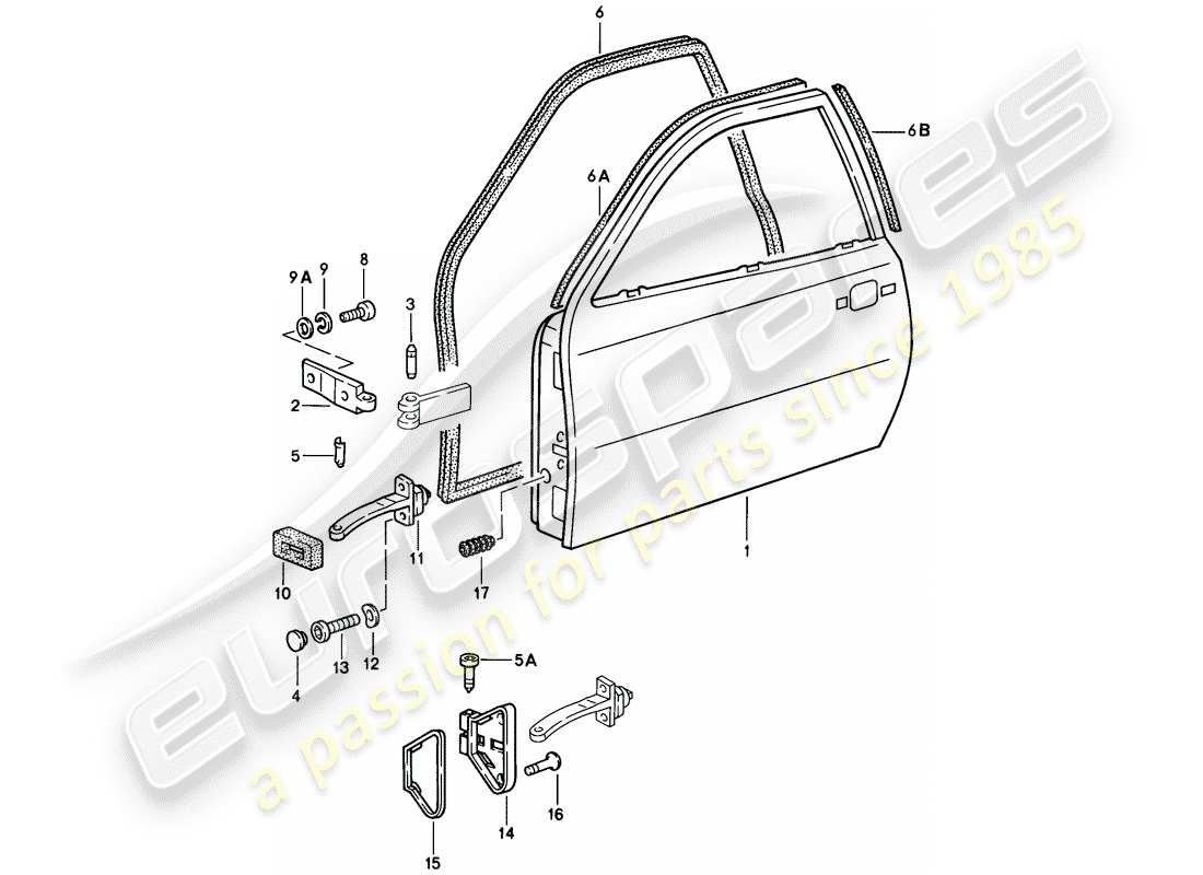 porsche 1977 (924) door part diagram