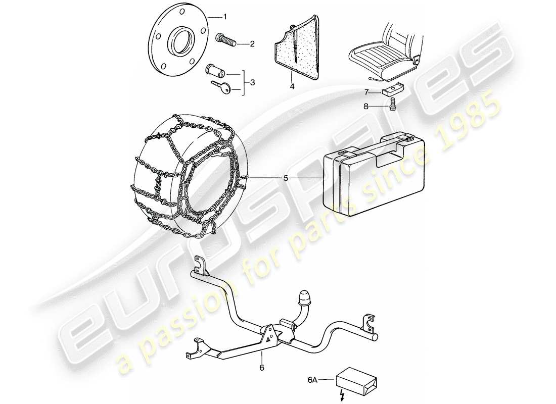 porsche 1982 (928) accessories part diagram