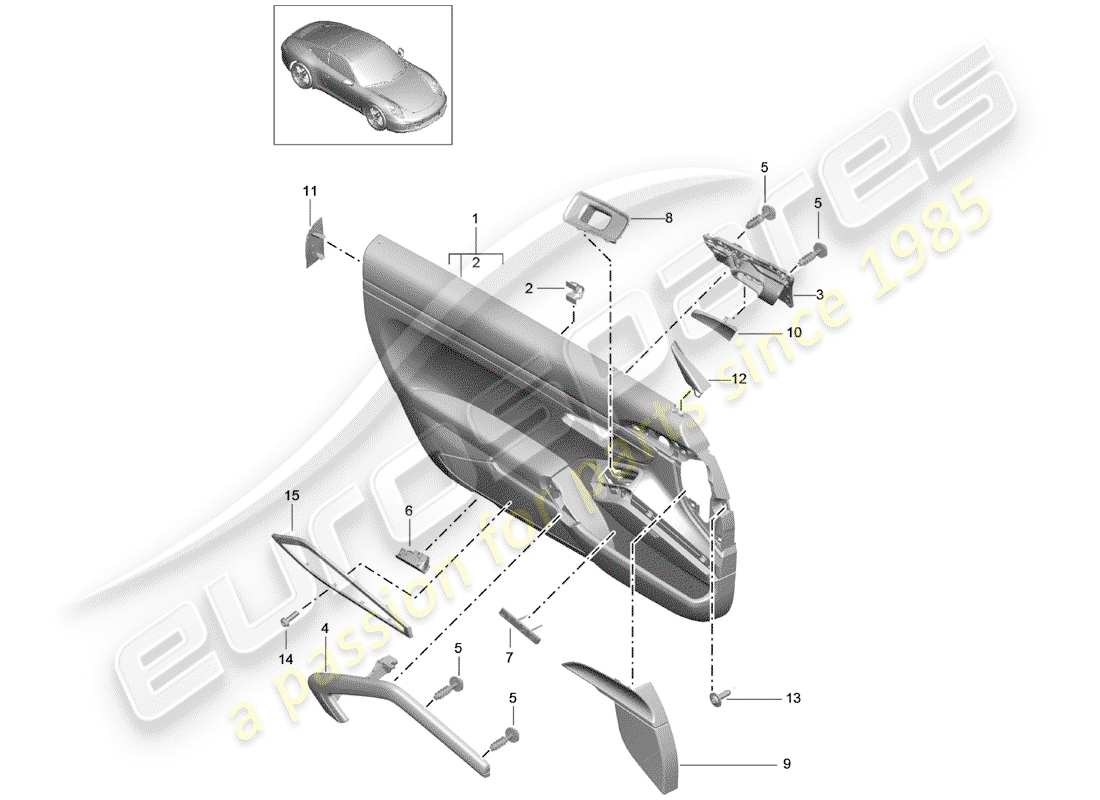 porsche 2015 (991-1) door panel part diagram