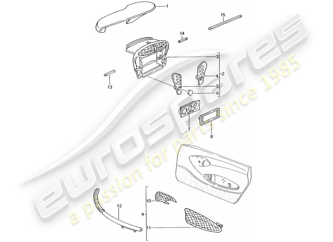 porsche 2004 (tequipment) instrument box parts diagram