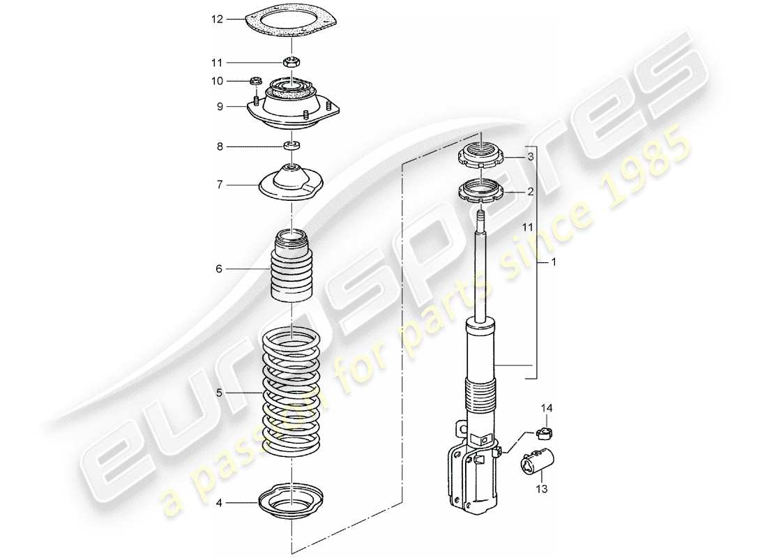 porsche 1994 (993) suspension - shock absorber strut - new design - see technical information - group 4 - nr. 145/15 - nr. 7/16 - modification - accessories - attention part diagram