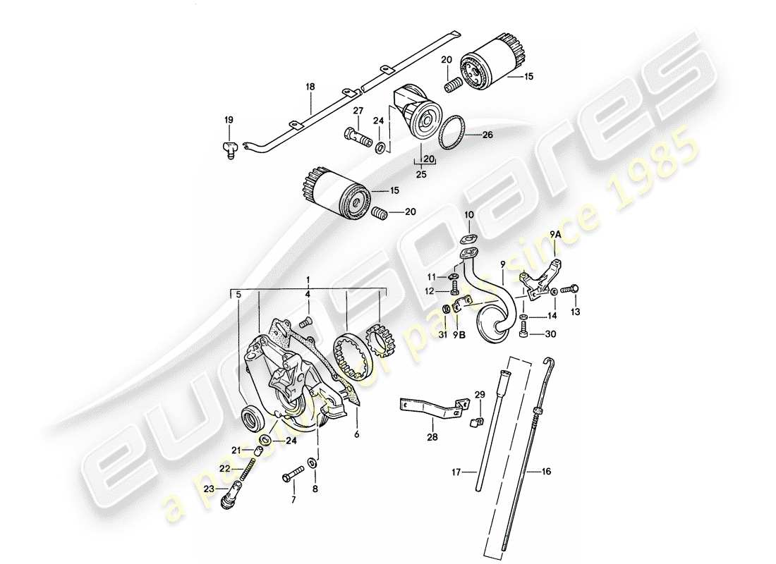 porsche 1977 (924) engine lubrication part diagram