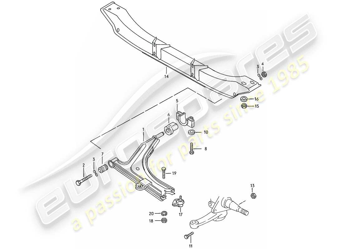porsche 1977 (924) track control arm - cross member parts diagram