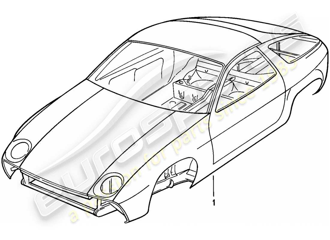porsche 928 (1980) car body - primed - sealed - with: - underbody protection - bodyshells can only - only available from current - model year available part diagram