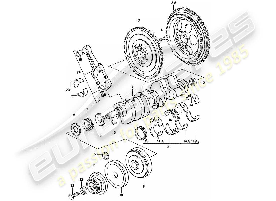 porsche 1986 (928) crankshaft - connecting rod part diagram