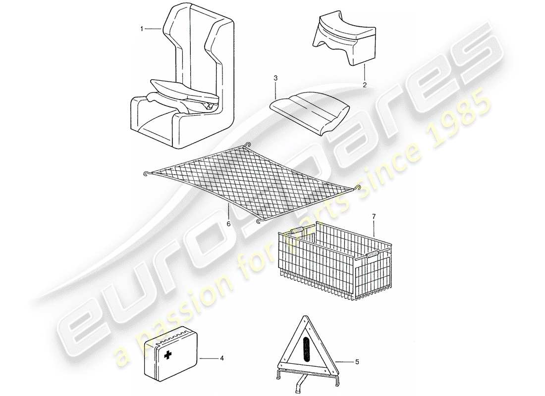 porsche 1987 (928) accessories part diagram