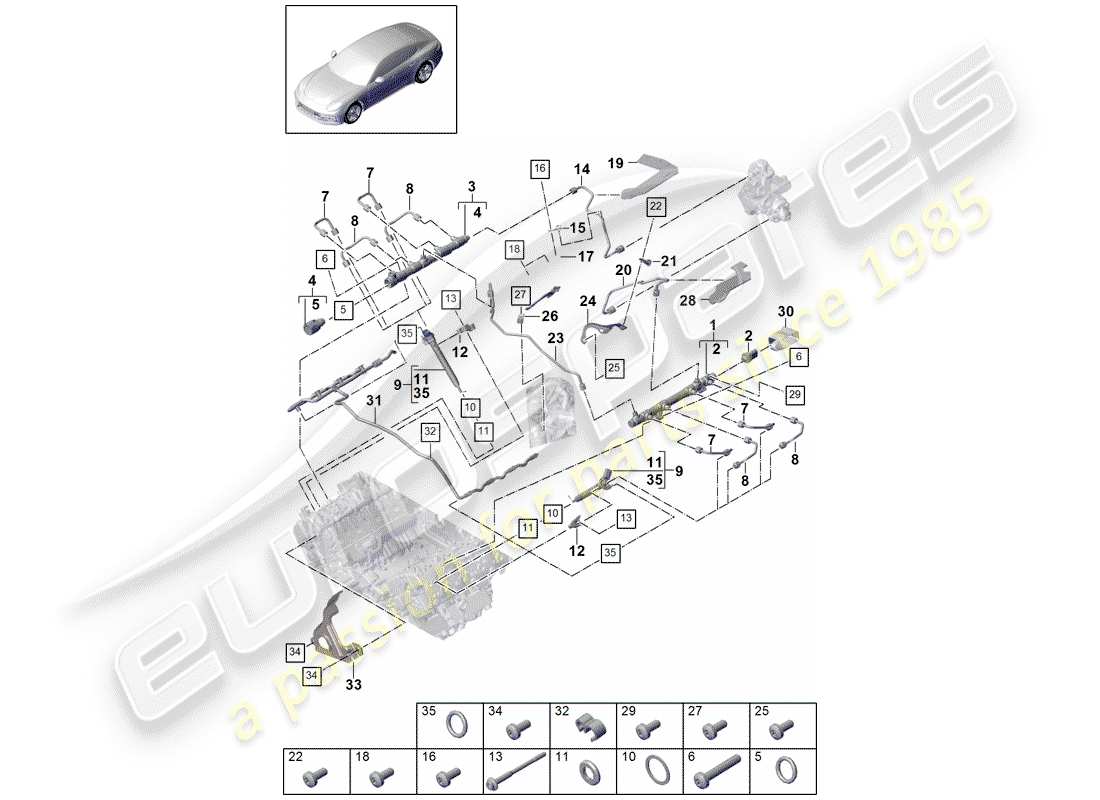 porsche 2019 (panamera 971-1) fuel collection pipe part diagram