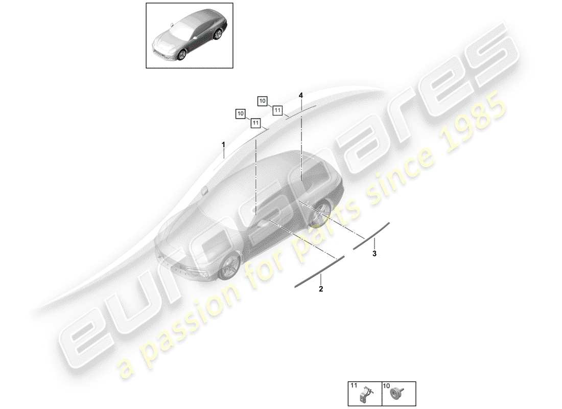 porsche 2018 (panamera 971-1) decorative moulding part diagram