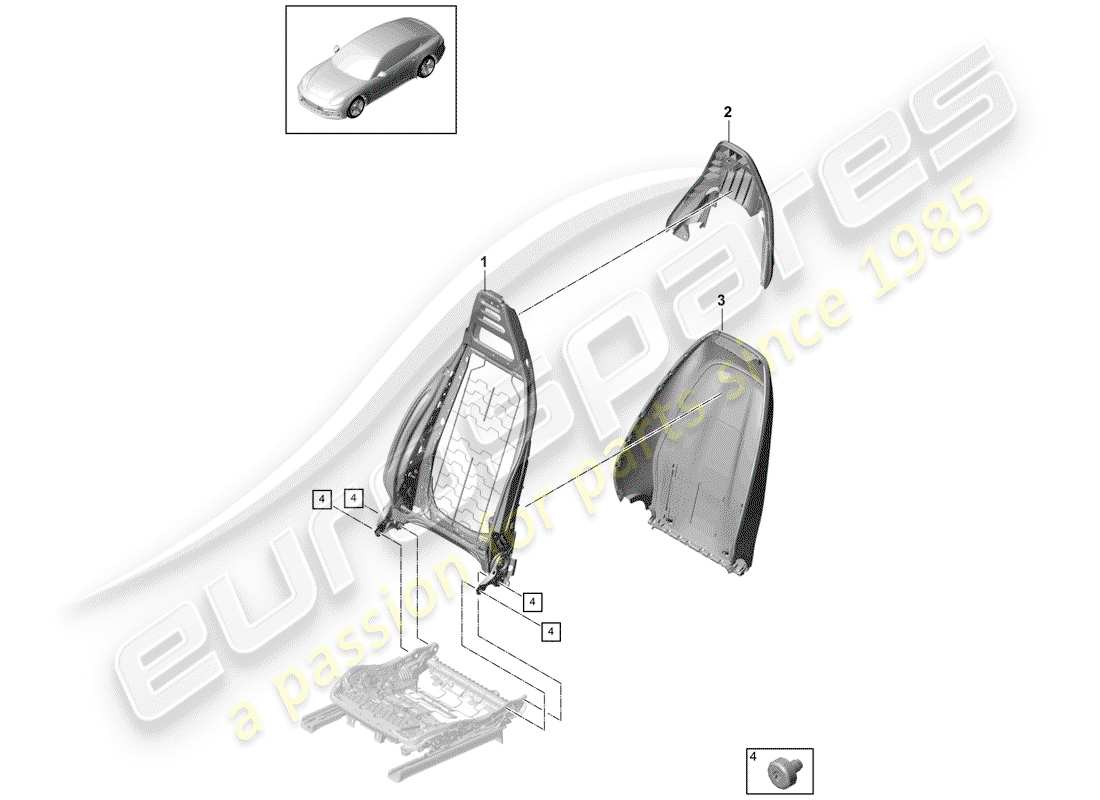 porsche 2018 (panamera 971-1) frame - backrest part diagram