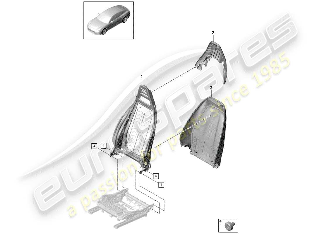 porsche panamera 971 (2018) frame - backrest part diagram