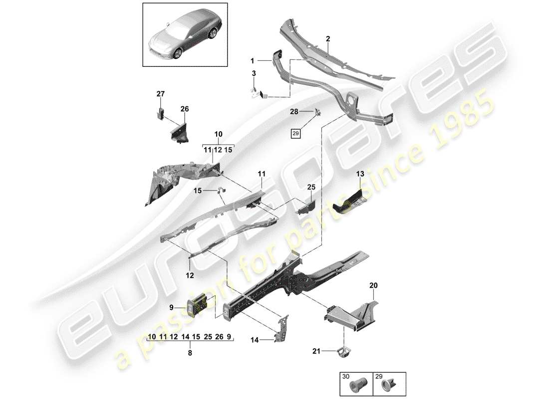 porsche 2018 (panamera 971-1) front end part diagram