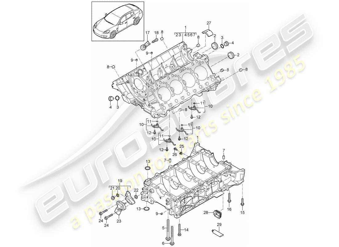 porsche 2013 (panamera 970) crankcase parts diagram