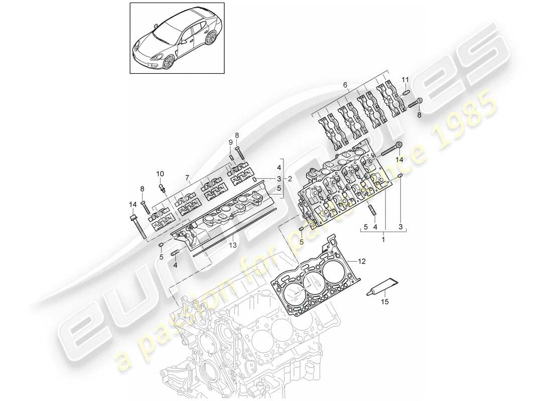 porsche 2013 (panamera 970) cylinder head parts diagram