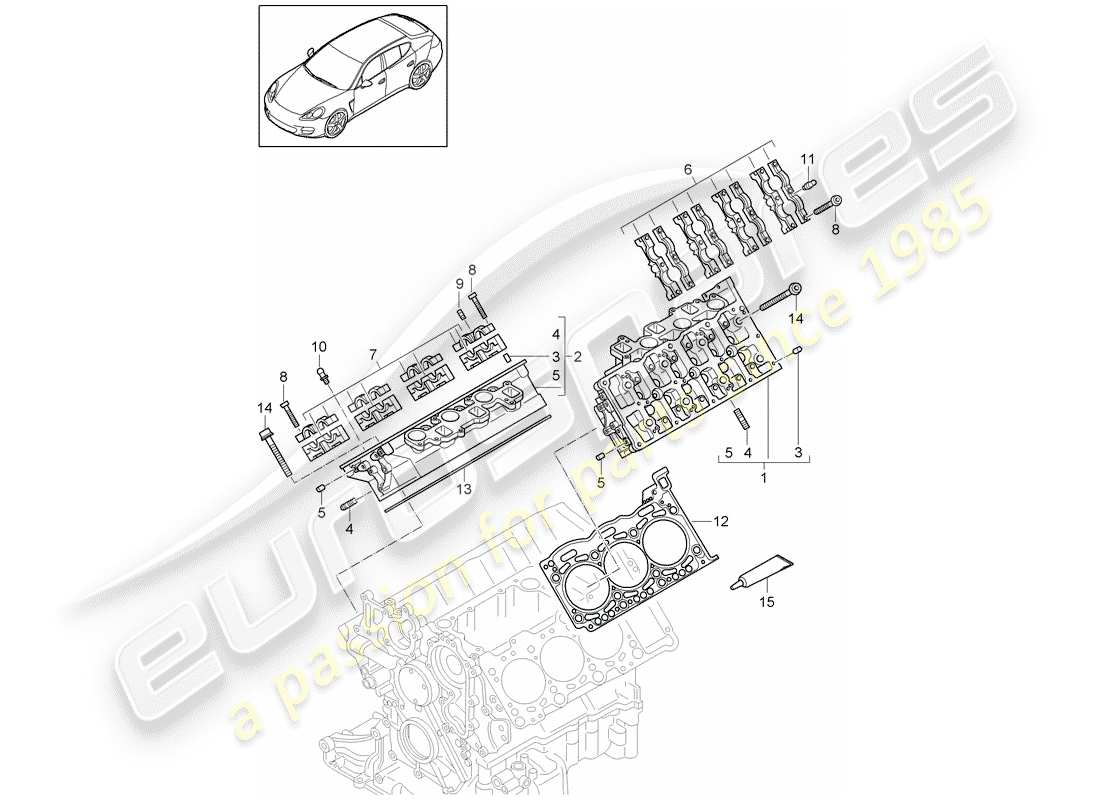porsche panamera 970 (2013) cylinder head part diagram