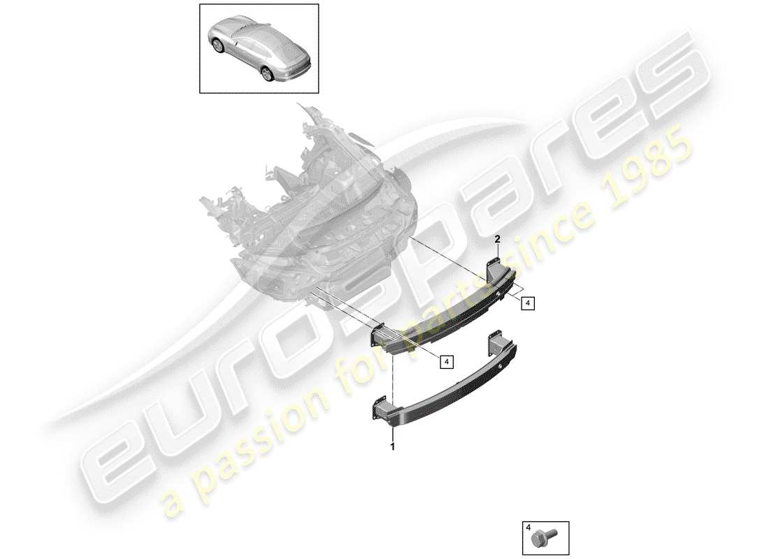 porsche 2019 (panamera 971-1) bumper bracket part diagram
