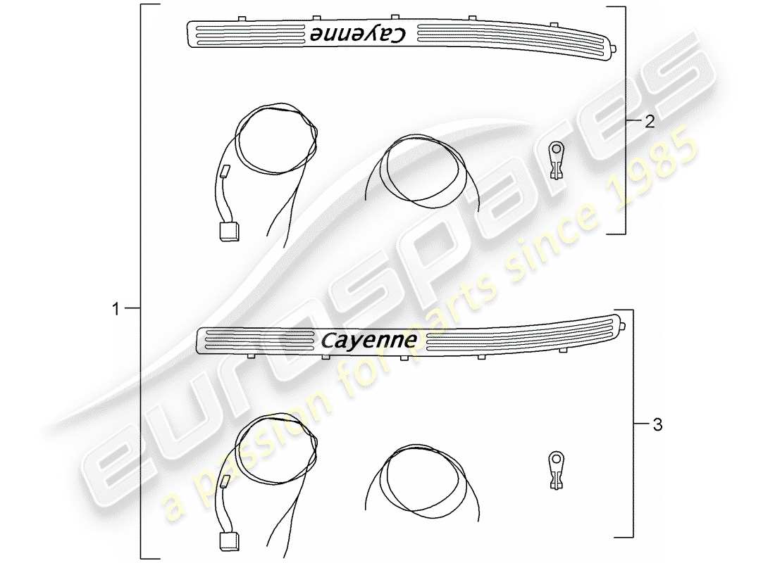 porsche 2015 (tequipment cayenne) scuff plate - sill panel part diagram