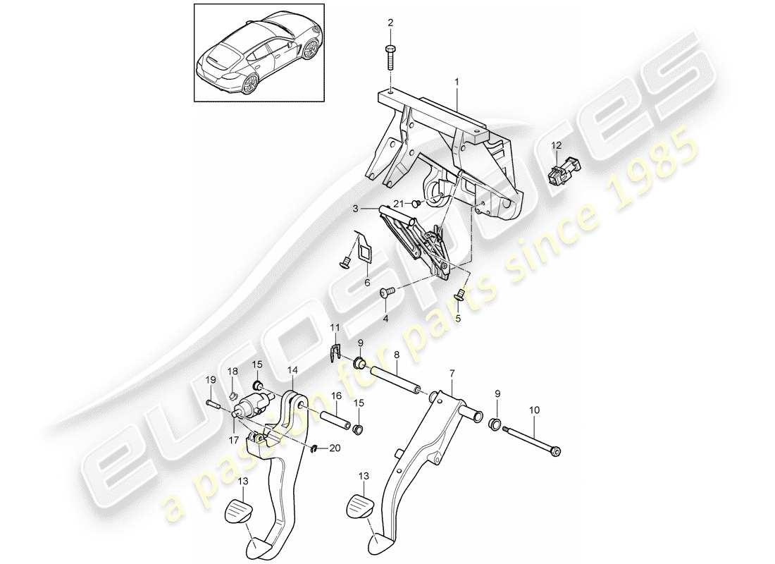 porsche 2011 (panamera 970) pedals part diagram
