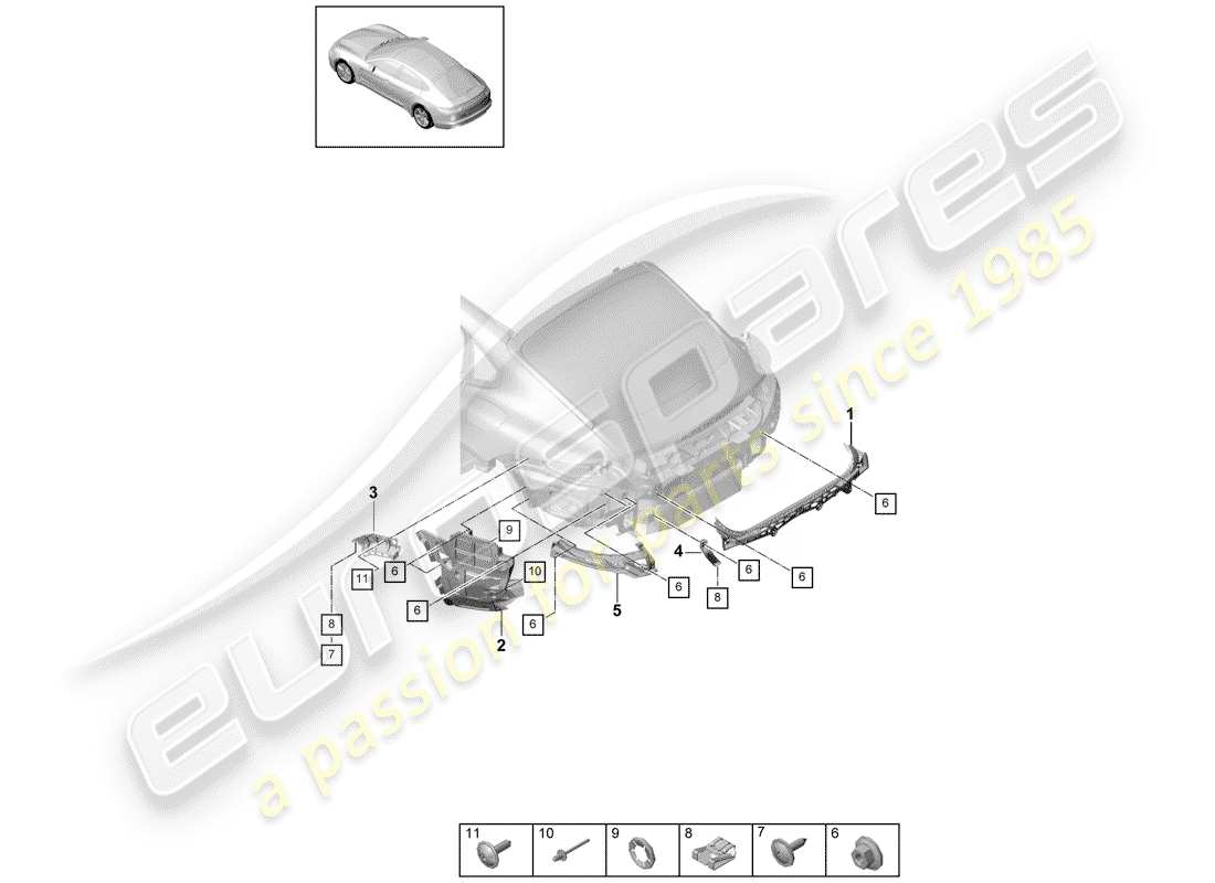 porsche panamera 971 (2018) fasteners part diagram