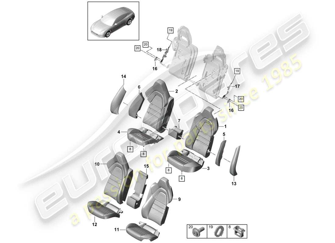 porsche 2019 (panamera 971-1) seat part diagram
