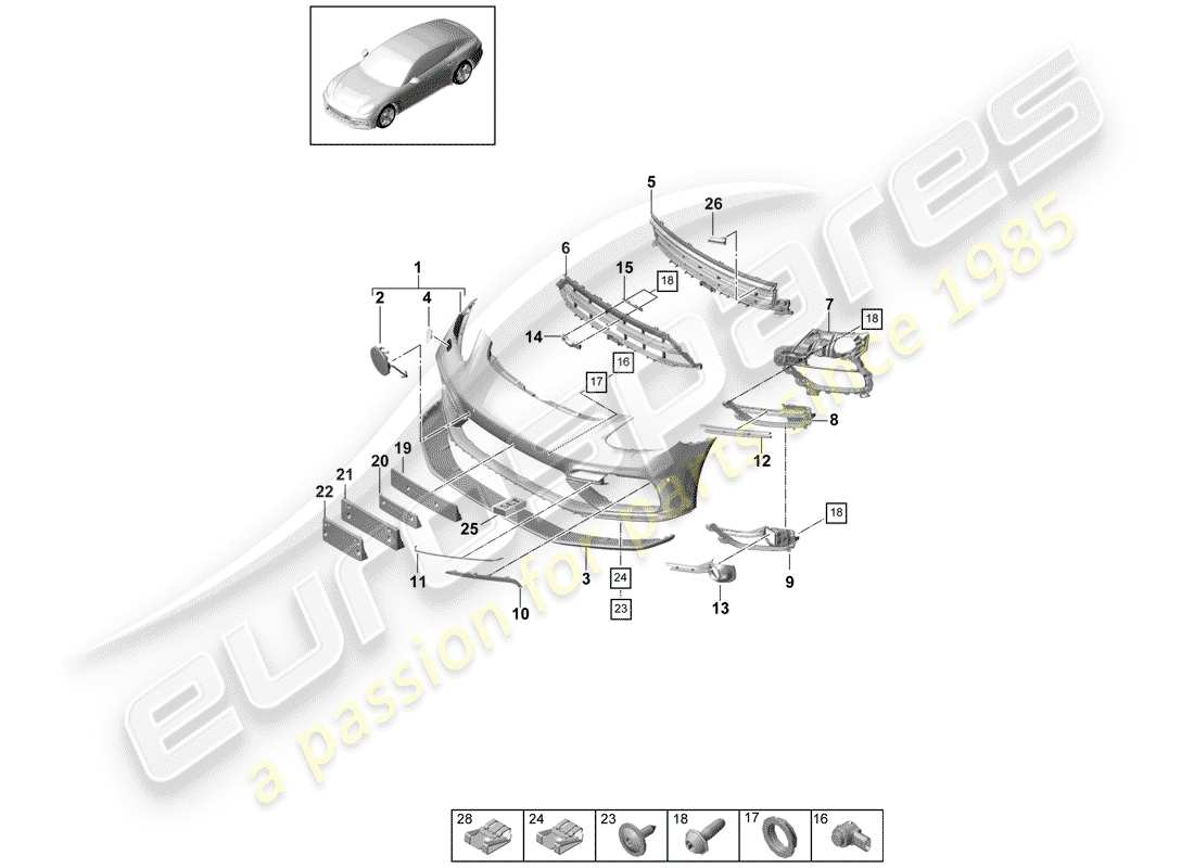 porsche 2019 (panamera 971-1) bumper part diagram