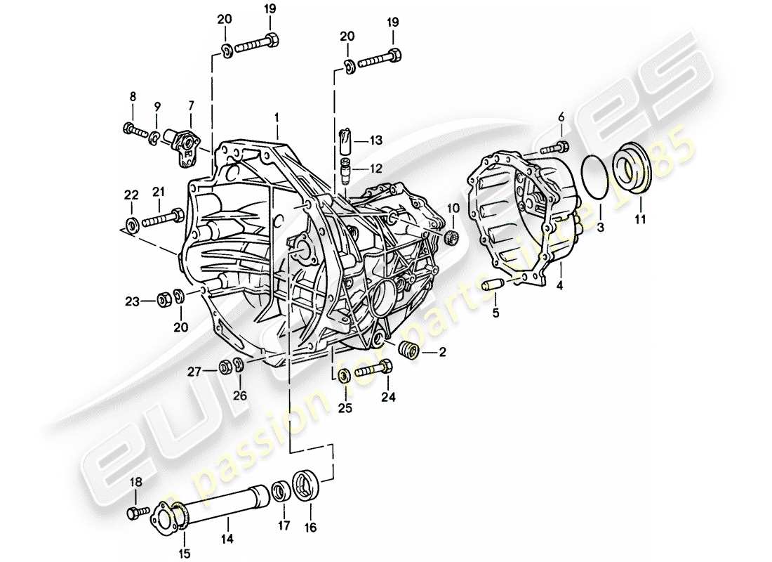 porsche 1977 (924) replacement transmission - transmission case - 4-speed part diagram