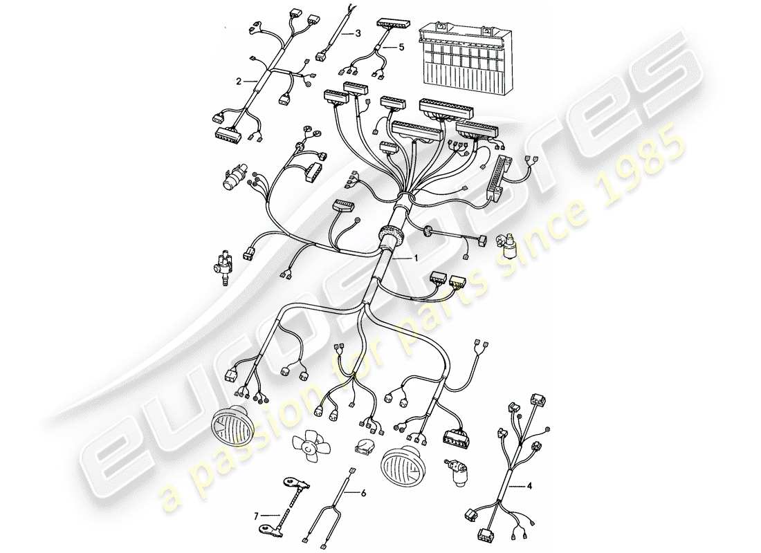 porsche 1979 (924) wiring harnesses - engine bay parts diagram