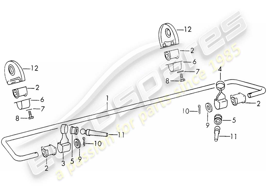 porsche 1970 (911) stabilizer - rear axle part diagram