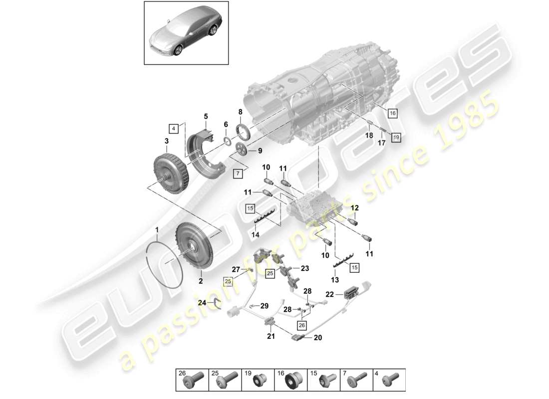 porsche 2020 (panamera 971-1) gearbox individual parts parts diagram