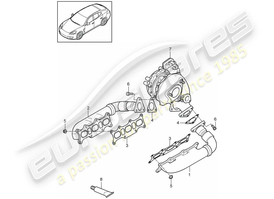 porsche 2012 (panamera 970) exhaust system part diagram