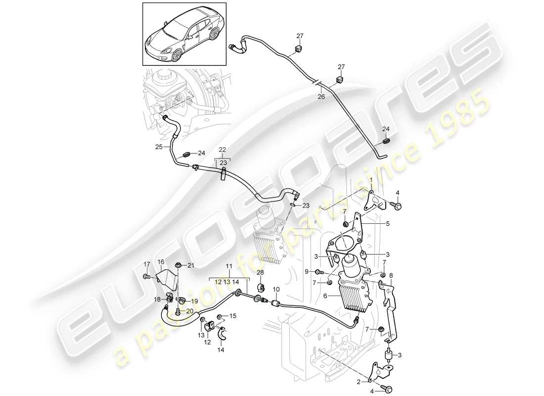 porsche 2013 (panamera 970) control mechanism parts diagram