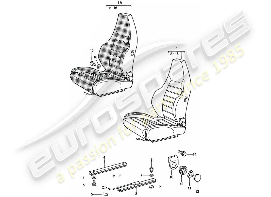 porsche 1982 (928) sports seat - complete - d - mj 1980>> part diagram