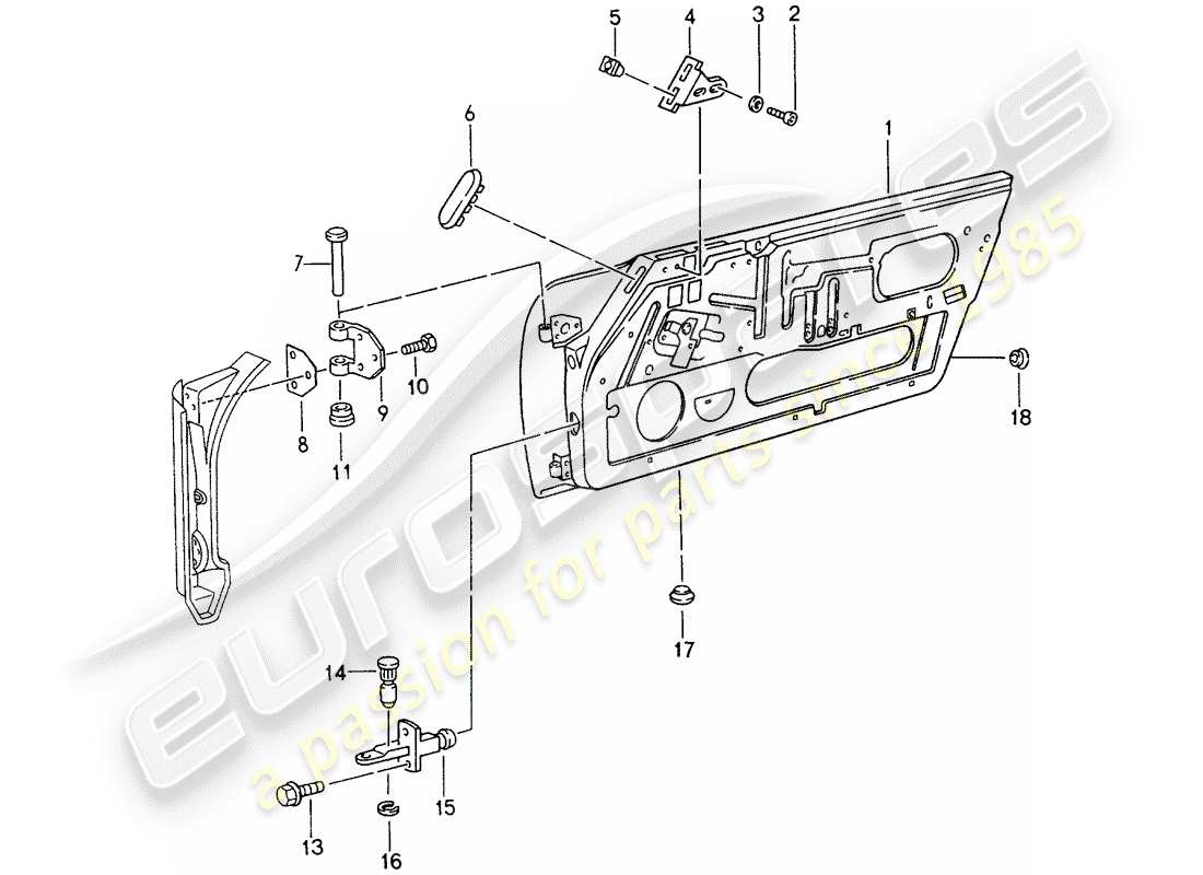 porsche 1997 (993) door shell part diagram