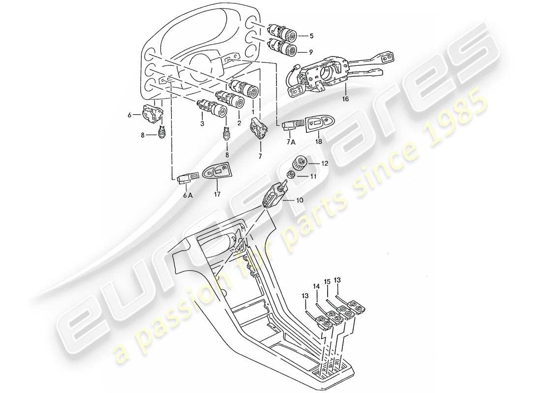 porsche 1987 (928) switch - manually part diagram