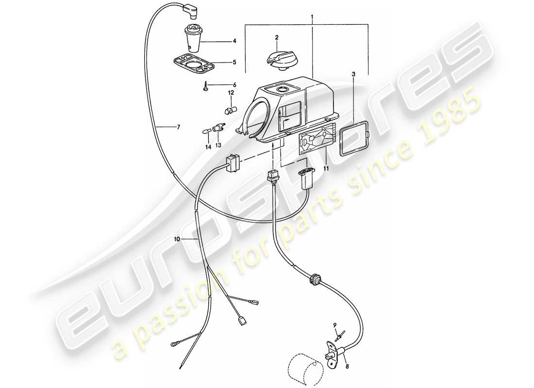 porsche 1975 (911) control mechanism - for - heater part diagram