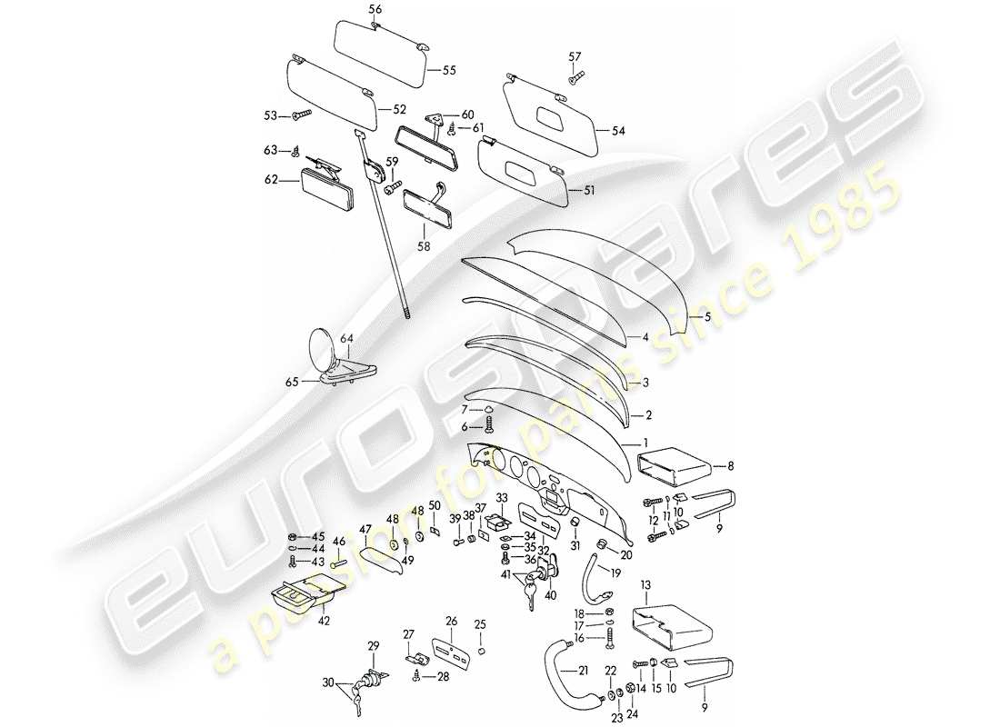 porsche 1963 (356b/356c) dashboard - accessories parts diagram