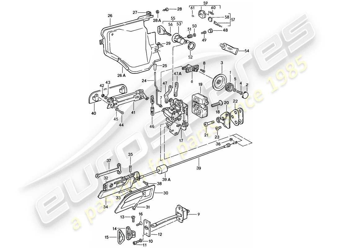 porsche 1983 (928) installation parts - for - door part diagram