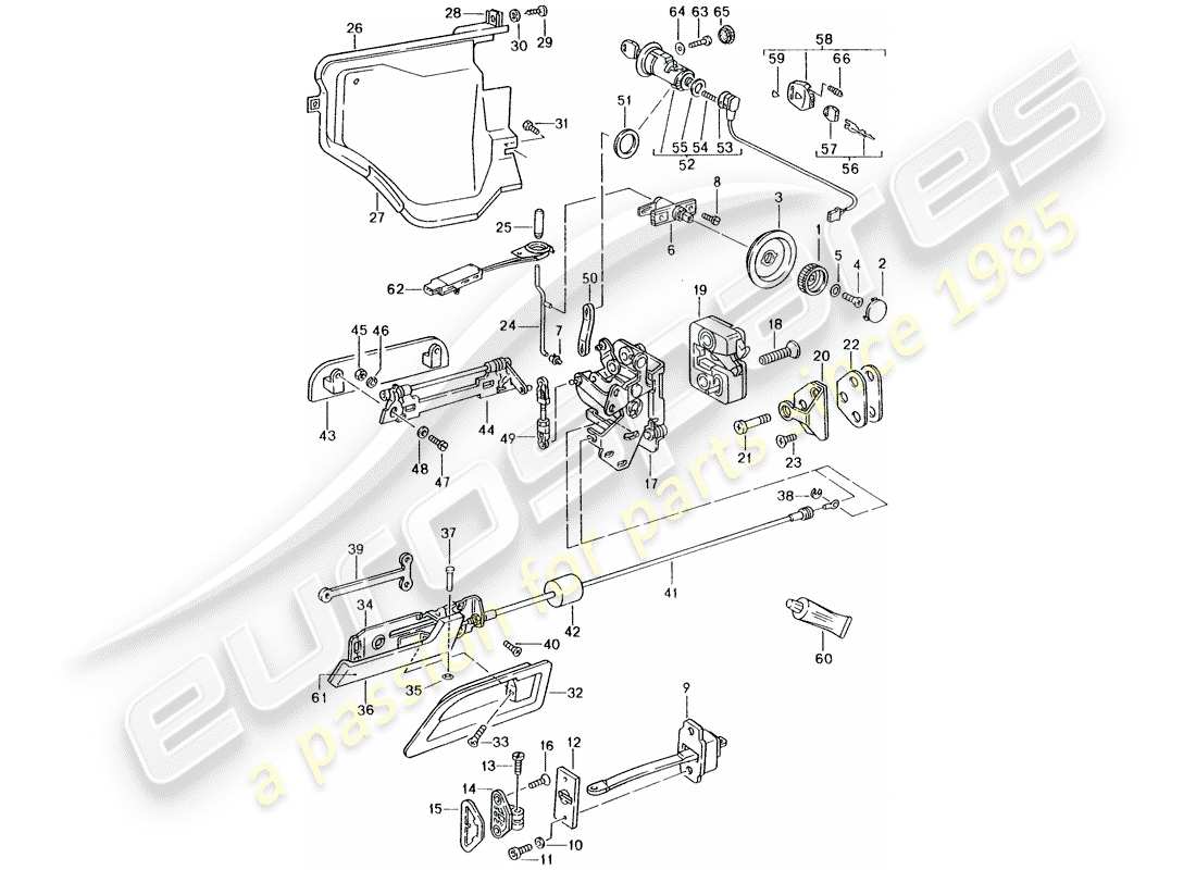 porsche 1988 (928) installation parts - for - door part diagram