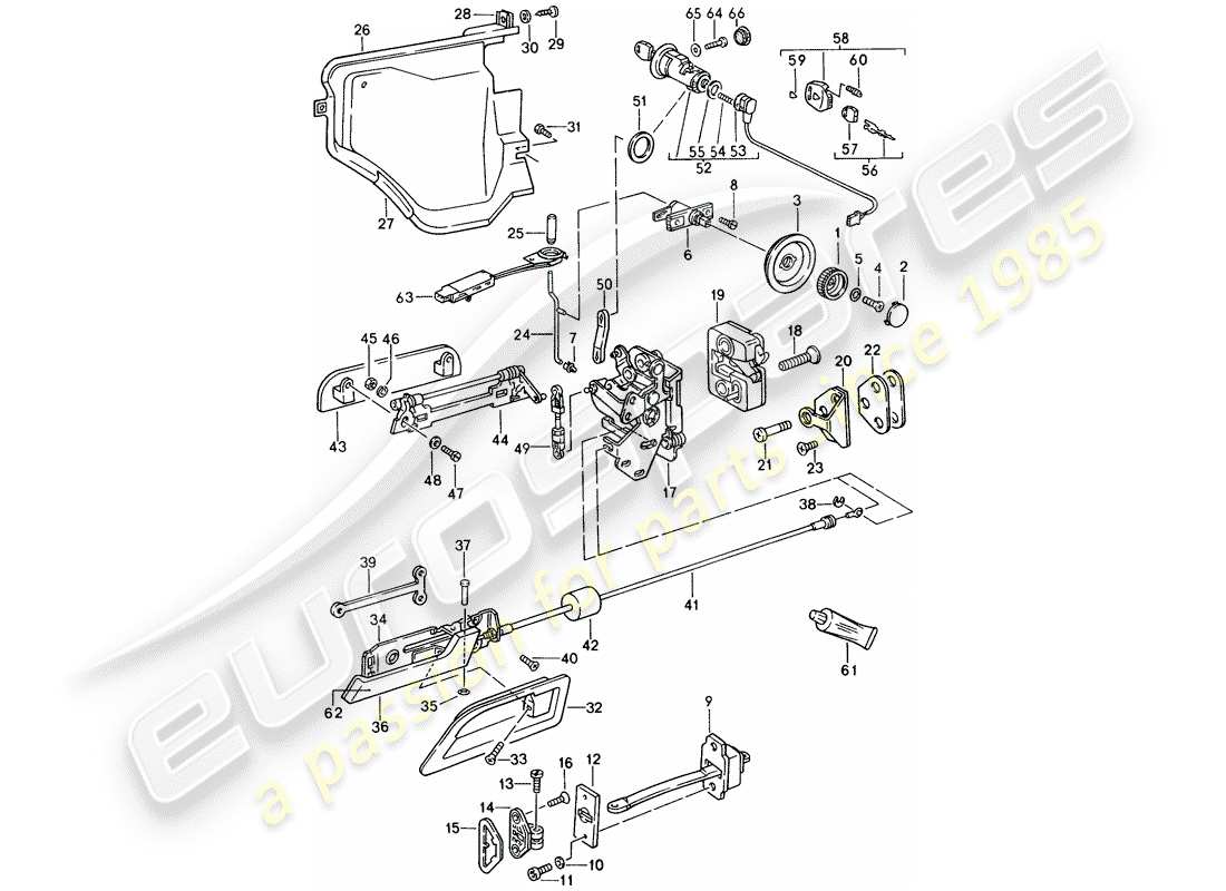 porsche 1992 (928) installation parts - for - door part diagram