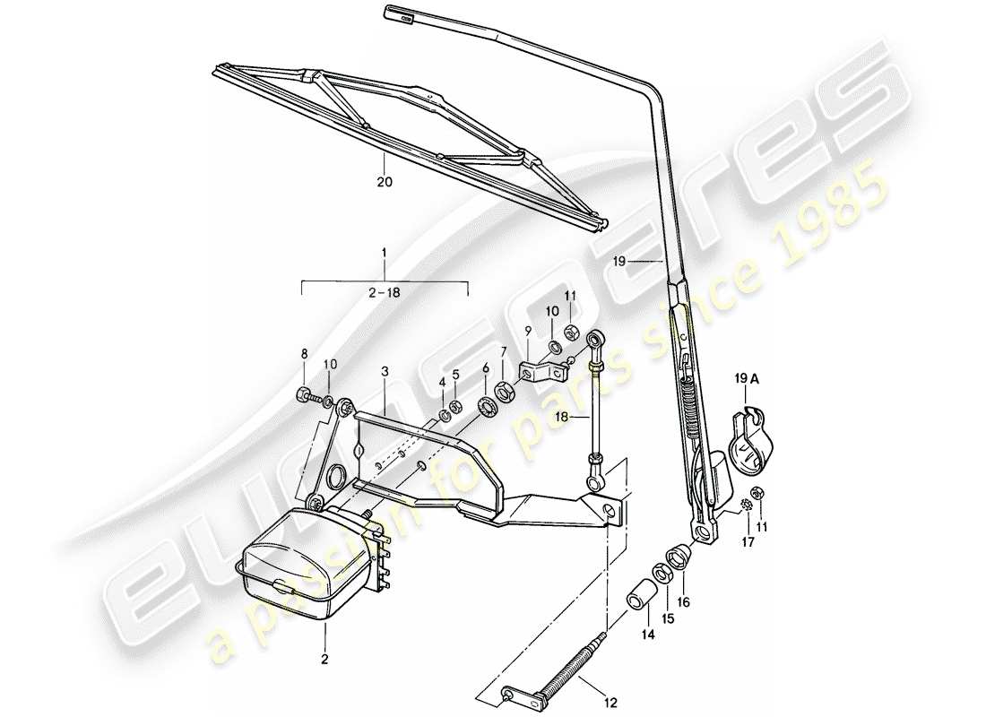 porsche 1987 (911) rear window wiper part diagram