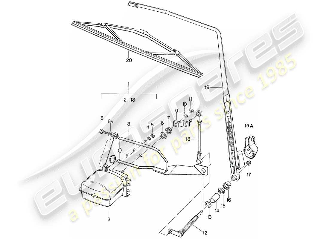 porsche 1986 (911) rear window wiper part diagram