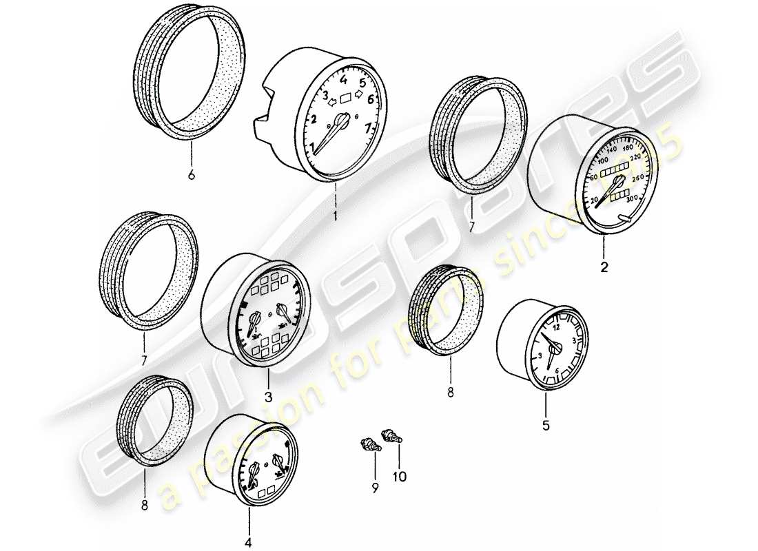 porsche 1998 (993) instruments part diagram
