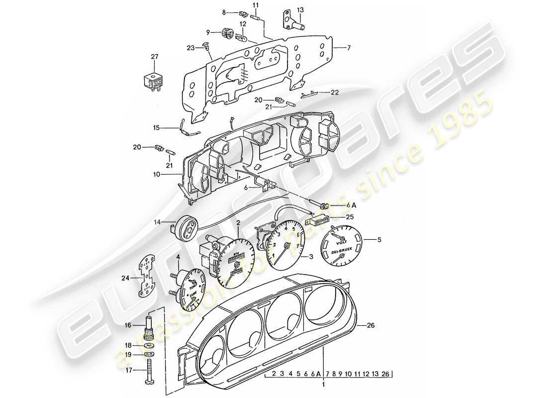 porsche 1987 (928) instrument cluster - d >> - mj 1988 part diagram