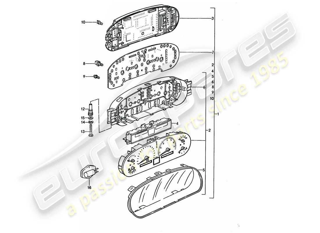 porsche 1992 (928) instrument cluster part diagram