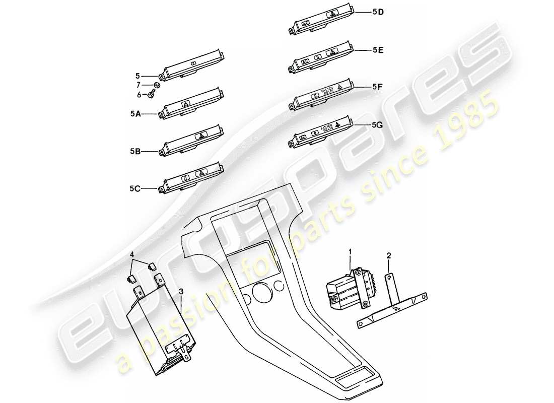 porsche 1982 (928) central indicator part diagram