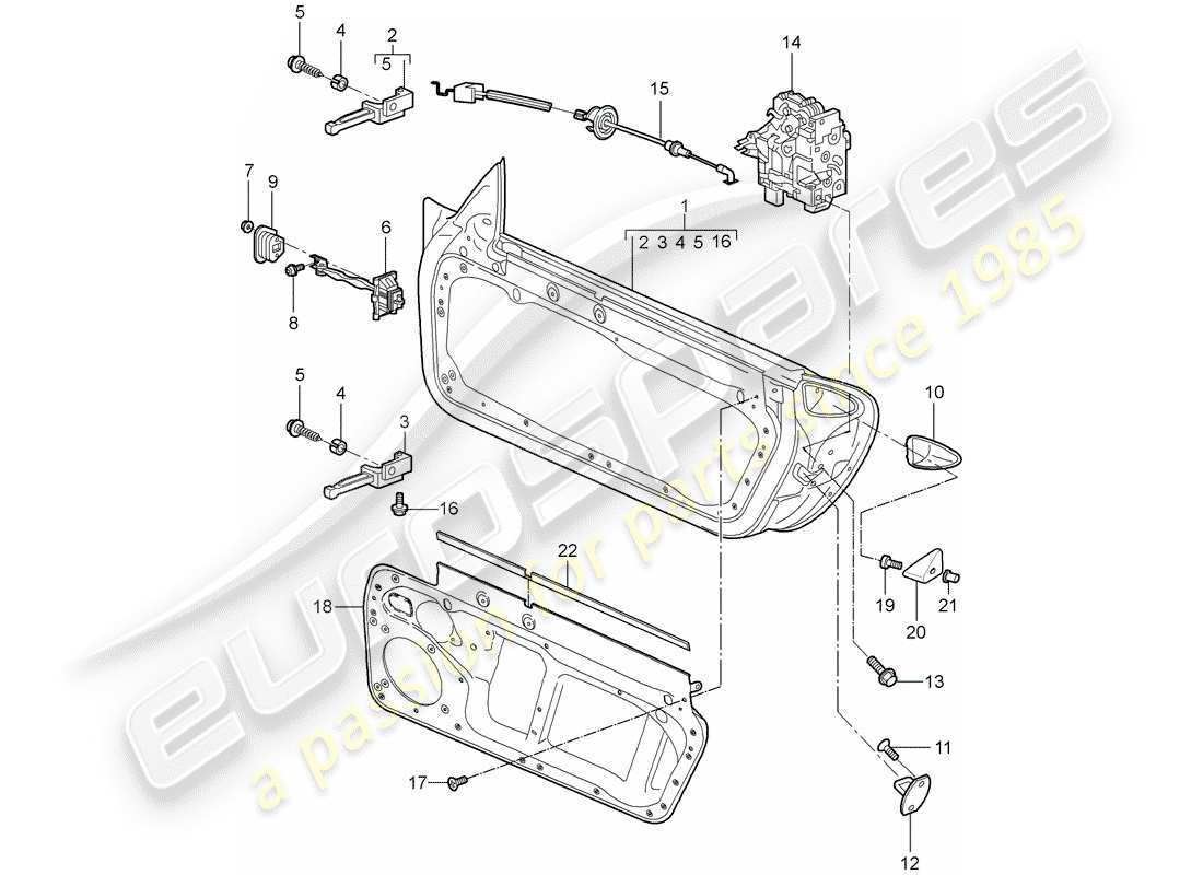 porsche 2009 997-2 turbo / gt2 door shell part diagram