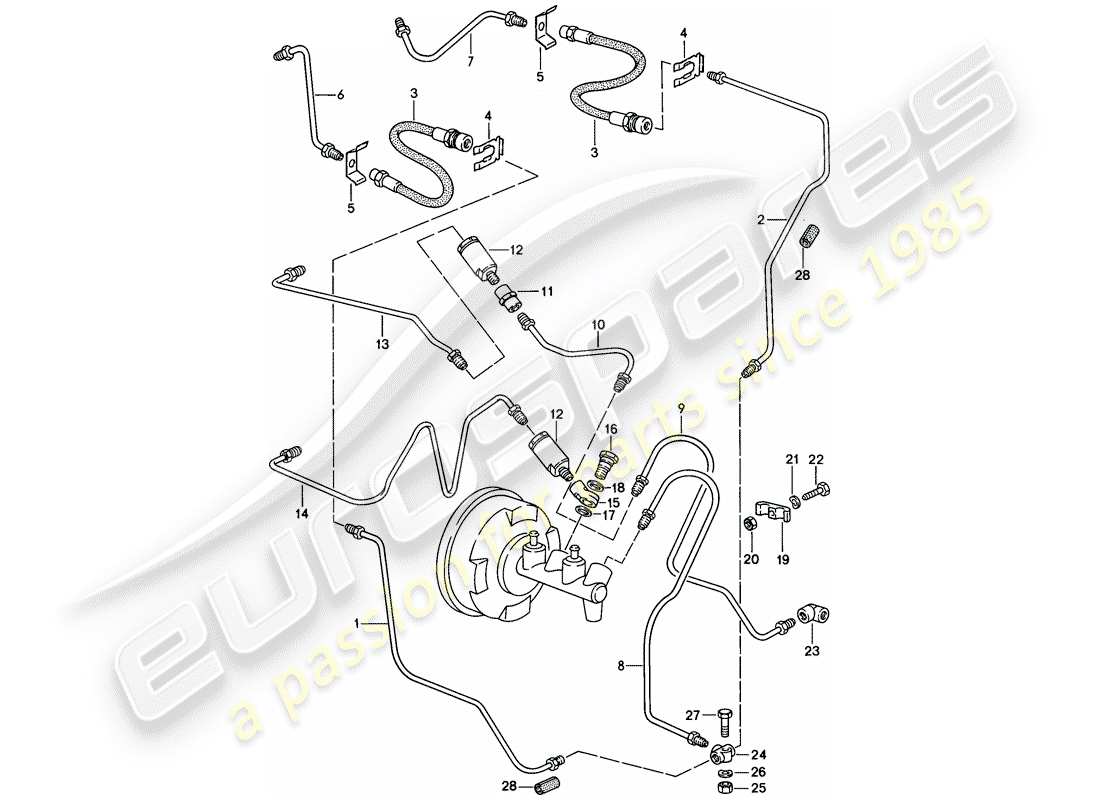 porsche 1986 (911) brake line part diagram